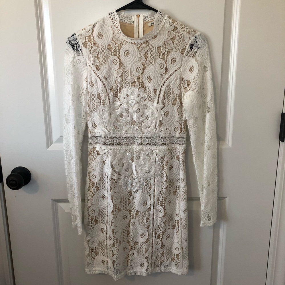 Charlotte Russe - Long sleeved white lace dress
